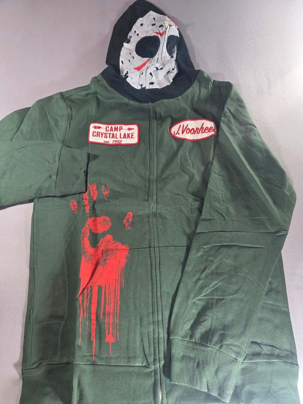 Friday The 13th Jason Full Zip Hoodie Size Medium Green